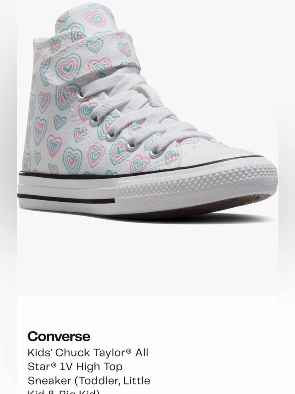 Converse White High-Top Sneakers with Pink and Mint Heart Print